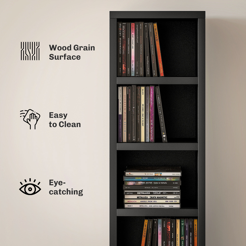 HOMCOM 204 CD Black Tall Bookshelf with Cubes Image 5