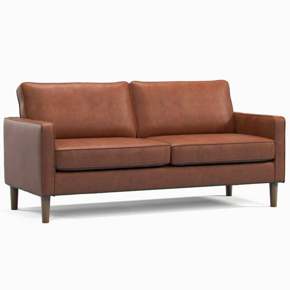 Regan 3 Seater Tan Faux Leather Sofa Image 2