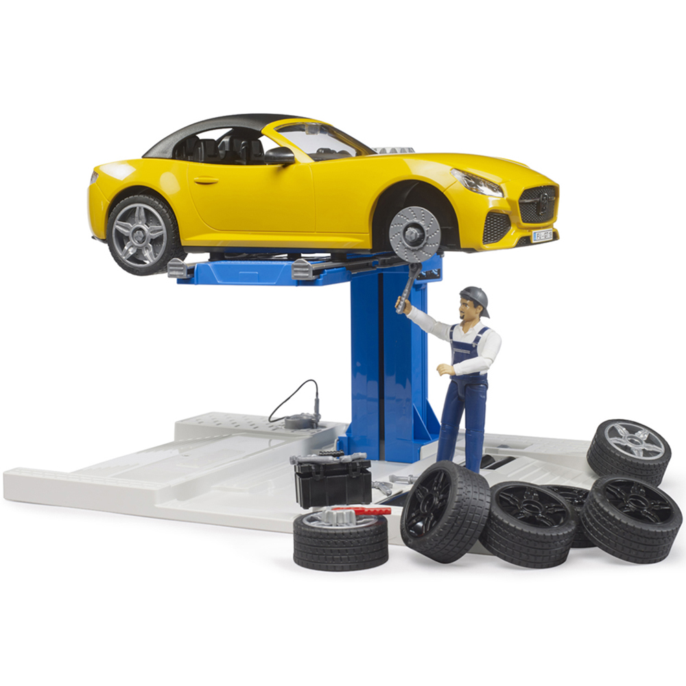 Bruder Kids bworld Car Service Centre and Roadster Playset Model Image 4