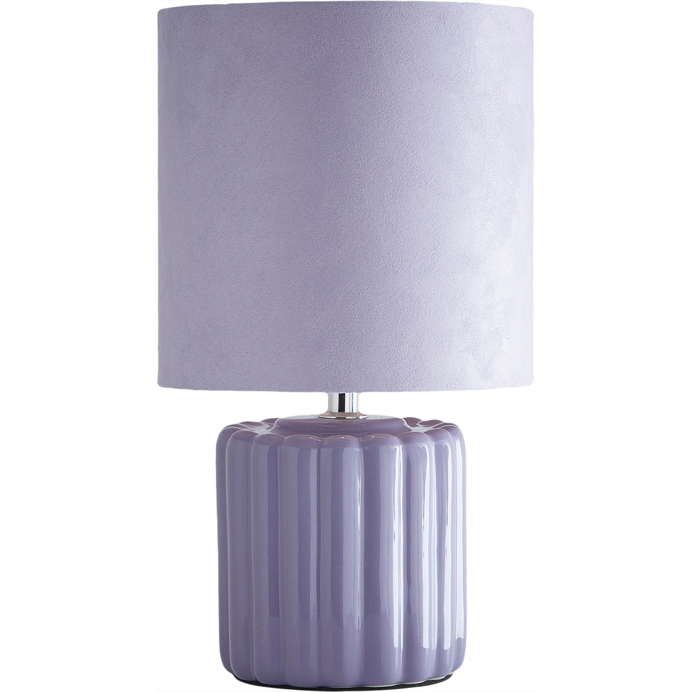 Kliving Zoe Lilac Velvet Shade Ceramic Table Lamp Image 1