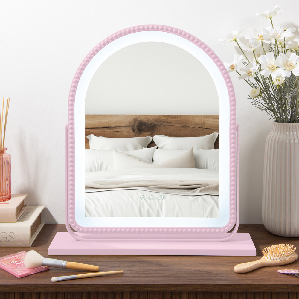 Bobble Arch LED Vanity Mirror Light Pink Image 2