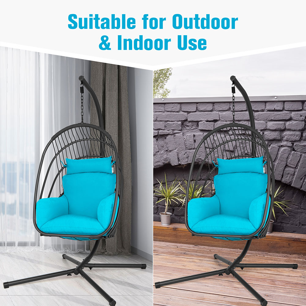Costway Turquoise Swing Foldable Egg Chair Image 4