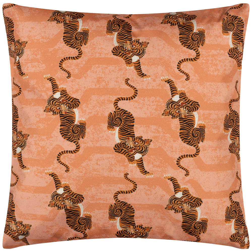 furn. Tibetan Tiger Coral Tribal UV and Water Resistant Outdoor Cushion Image 3