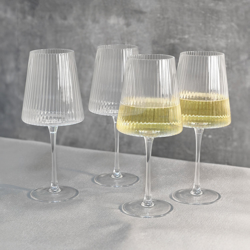 Pack of 4 Anya Ribbed Wine Glass - Clear Image 3