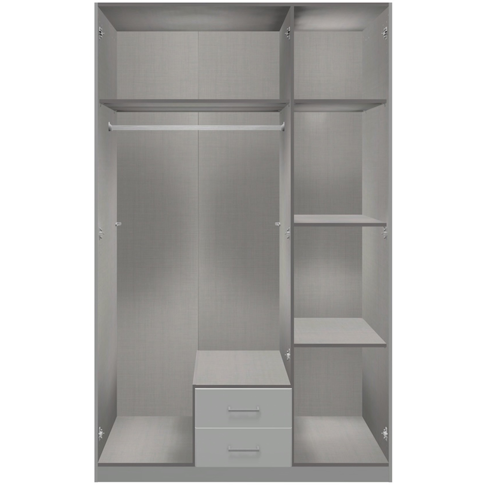 TJ'S Clack 3 Door 2 Drawer White Wardrobe with Mirror Image 3