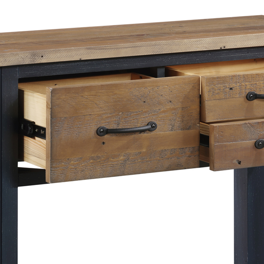 Baumhaus Splash of Blue 3 Drawer Single Shelf Wooden Blue Console Table Image 4