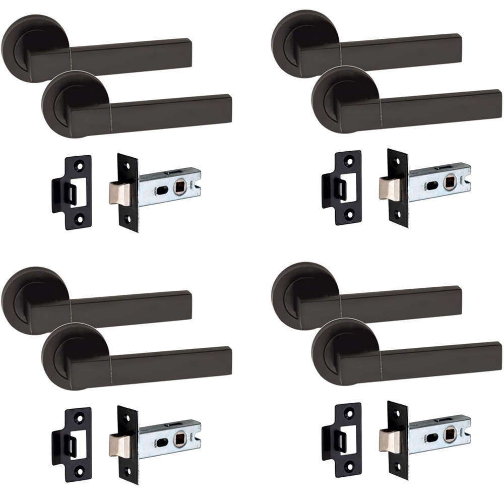 Golden Grace Matt Black Capri Door Handle Set 4 Pack Image 1