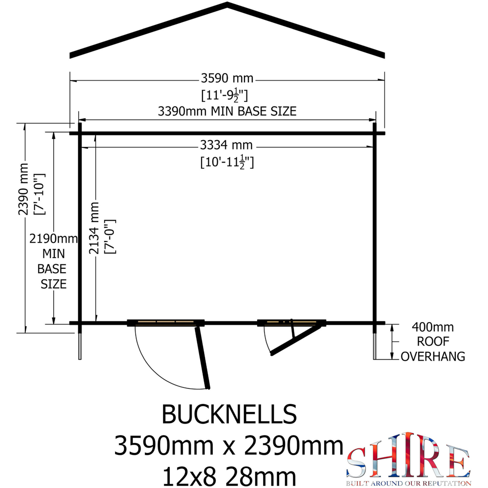 Shire Bucknells 12 x 8ft Pressure Treated Log Cabin Image 9
