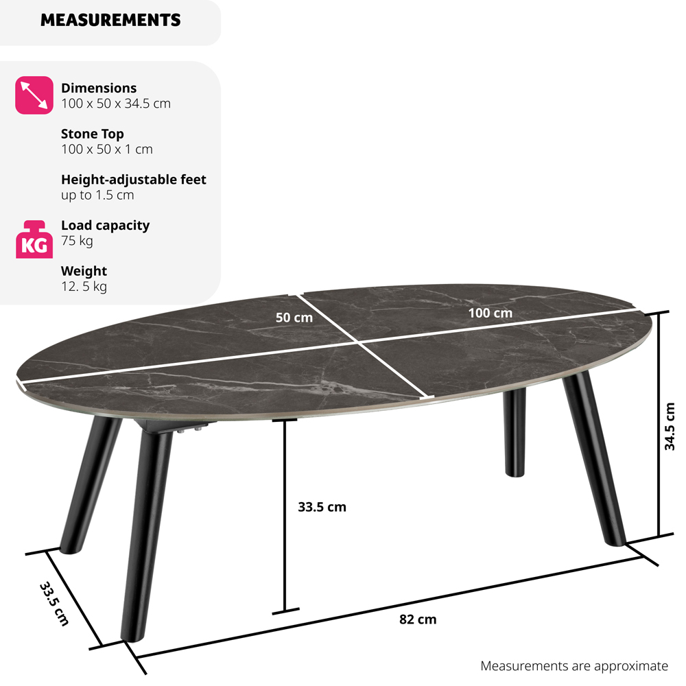 tectake Black Marble Effect Coffee Table Image 8