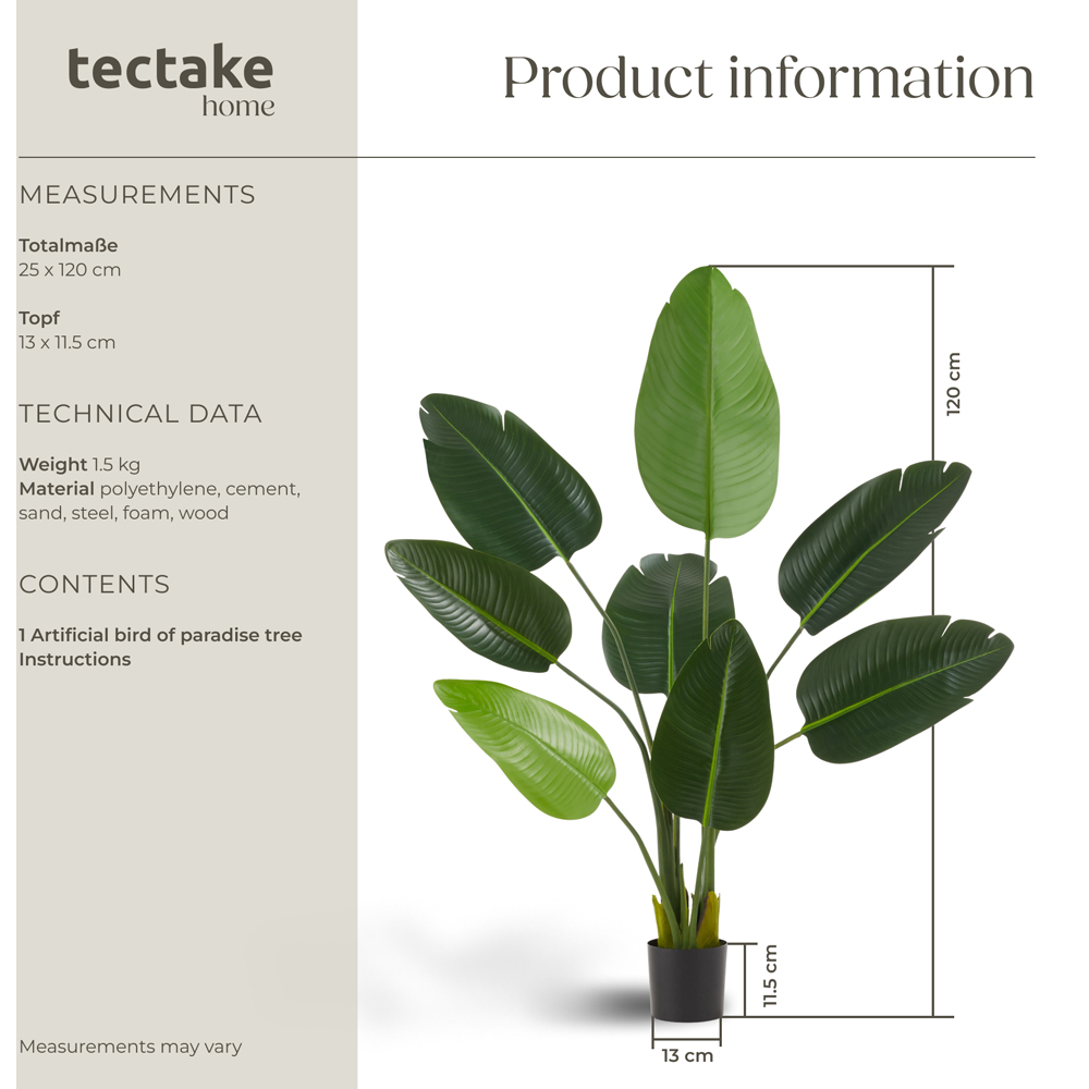 tectake Artificial Bird of Paradise Tree in Pot 120cm Image 9