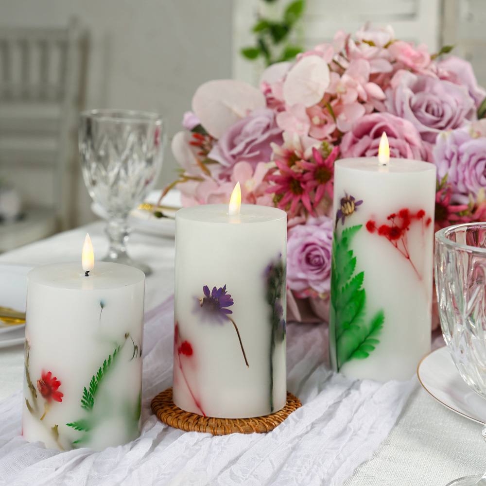 Avilo Flower Embedded Wax Candle 3 Piece Image 8