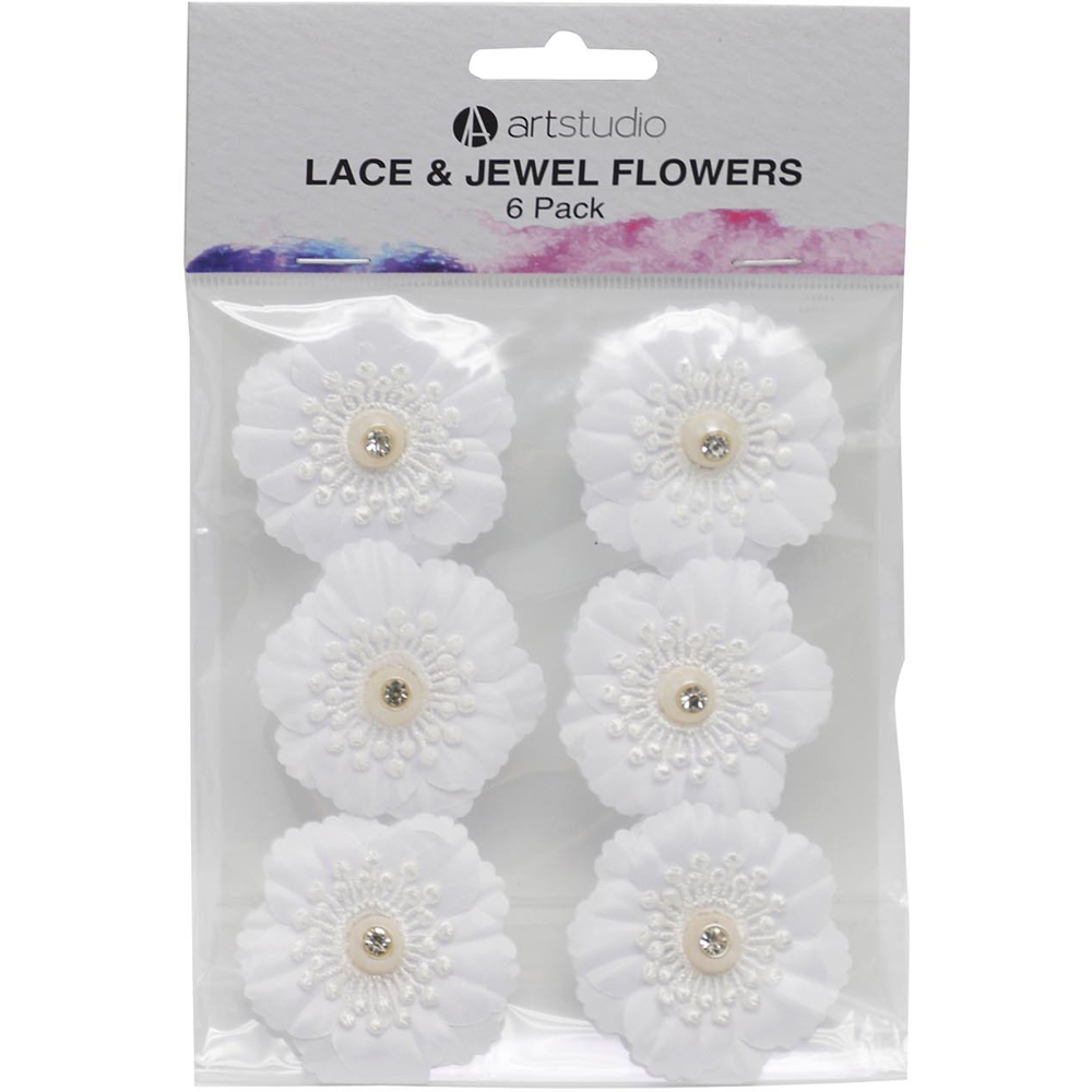 Pack of Six Art Studio Lace And Jewel Flowers Image