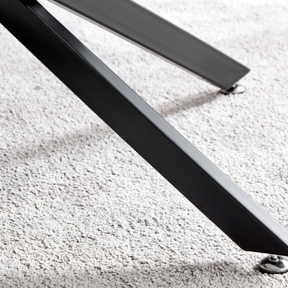 Furniturebox Tavalo Marble Effect Glass Coffee Table with Black Legs Image 2