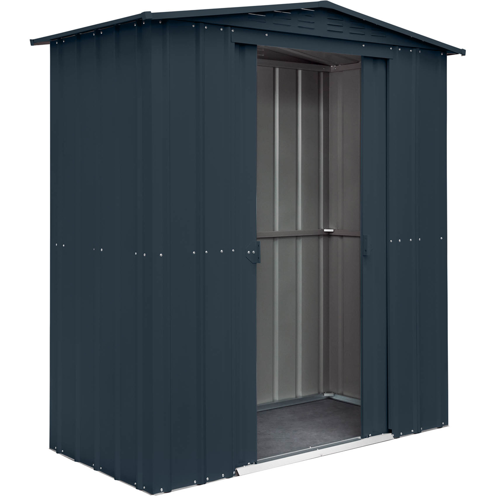 Globel 6 x 3ft 2 Door Grey Metal Apex Garden Shed Image 2