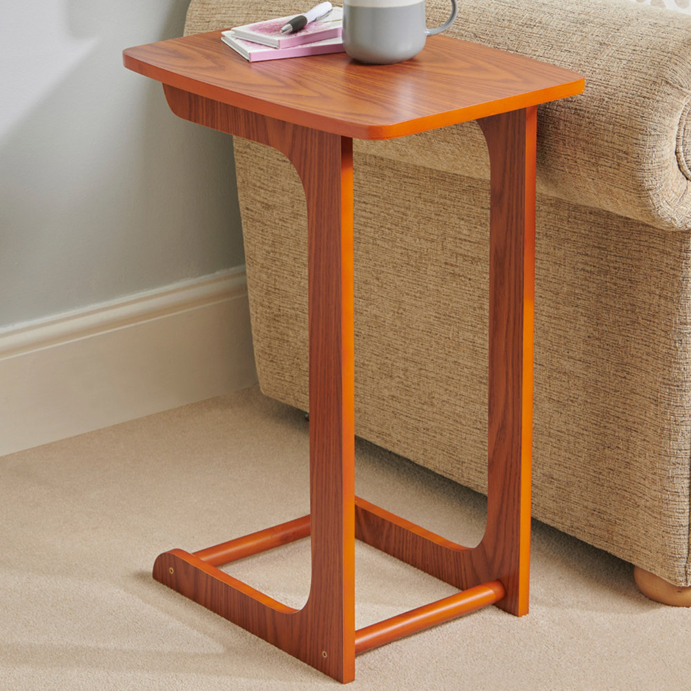 Greenhurst C Shaped Oak Sofa Side Table Image 1