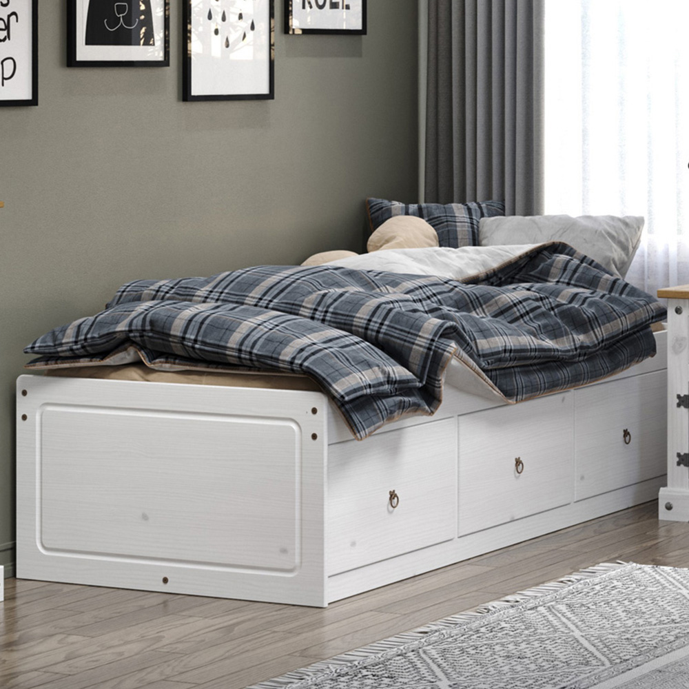Corona 3ft White Washed Wax Finish Cabin Bed Image 1