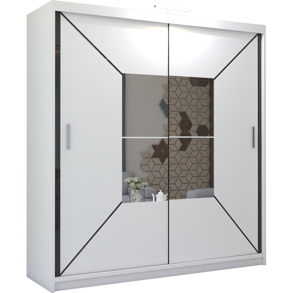 M N Furniture Nicle 2 Door White Mirrored Sliding Wardrobe 120cm Image 2