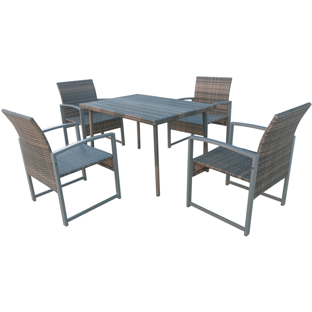 Furniture One 4 Seater Rattan Rectangular Garden Dining Set Image 3