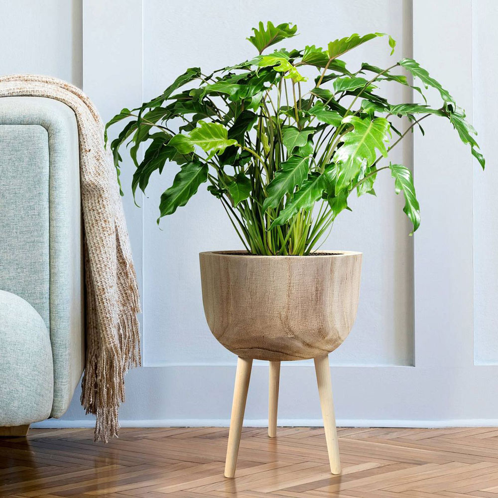 LECHUZA Hortico Gaia Wooden Round Indoor Plant Pot 43 x 29cm 2 Pack Image 7