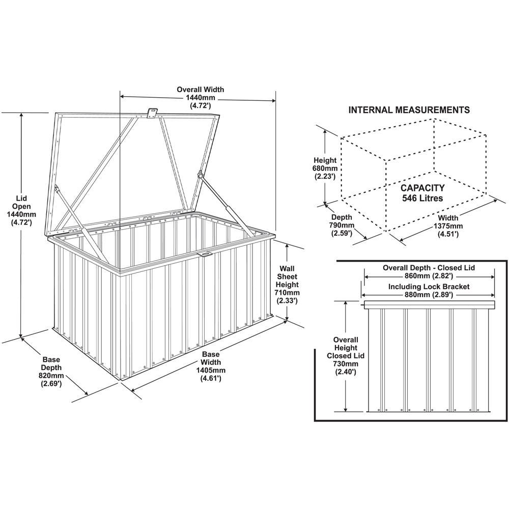 Globel 5 x 3ft Grey Metal Storage Shed with Lift Up Lid Image 5