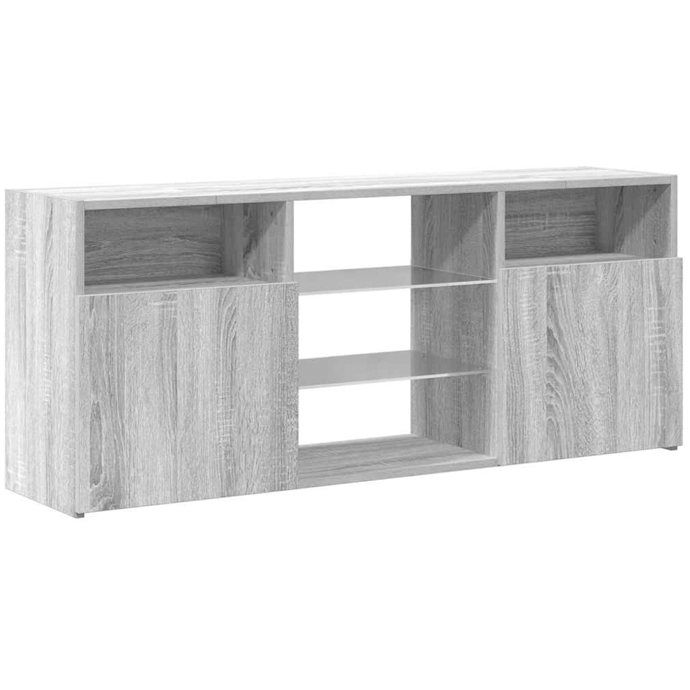 vidaXL 2 Door 5 Shelf Grey Sonoma TV Cabinet with RGB LED Lights Image 2