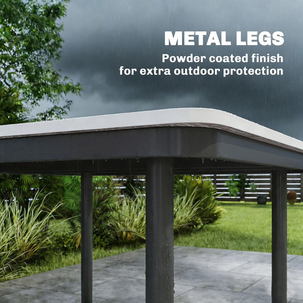 Outsunny 4 Seater Garden Dining Table with Umbrella Hole Light Grey Image 7