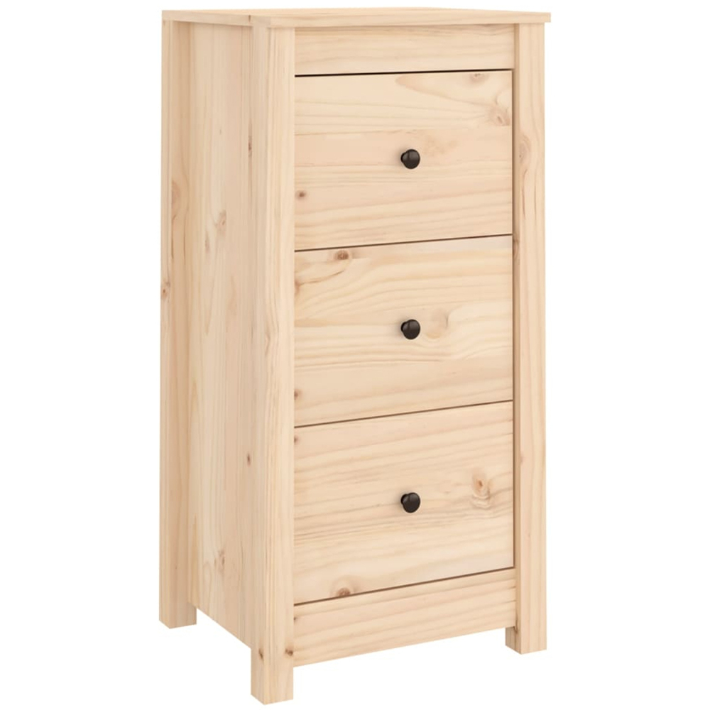 vidaXL 3 Drawer Natural Pine Wood Sideboard Image 2