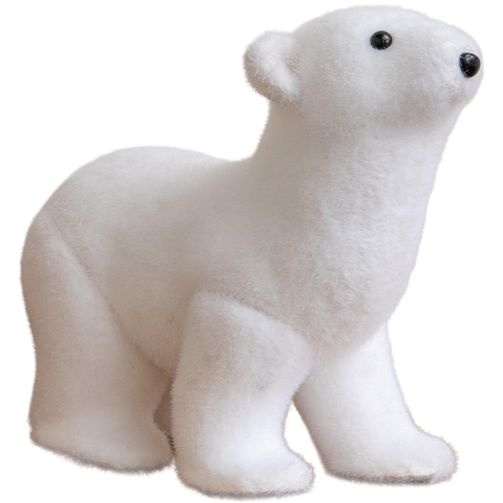 Samuel Alexander Freestanding Flocked Polar Bear Christmas Decoration 30cm Image 1