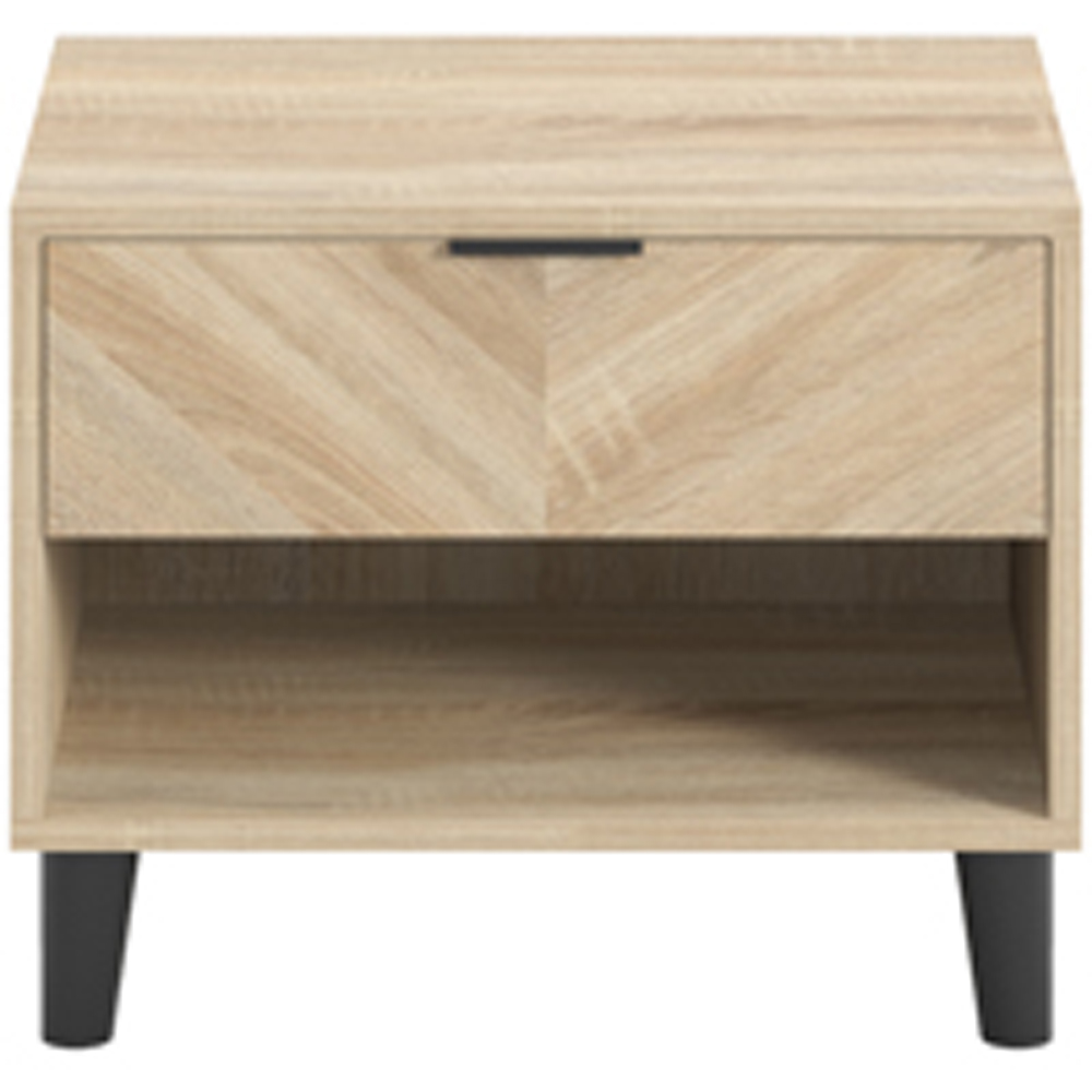 Stockholm Chevron Single Drawer Single Shelf Sonoma Oak Bedside Table Image 4