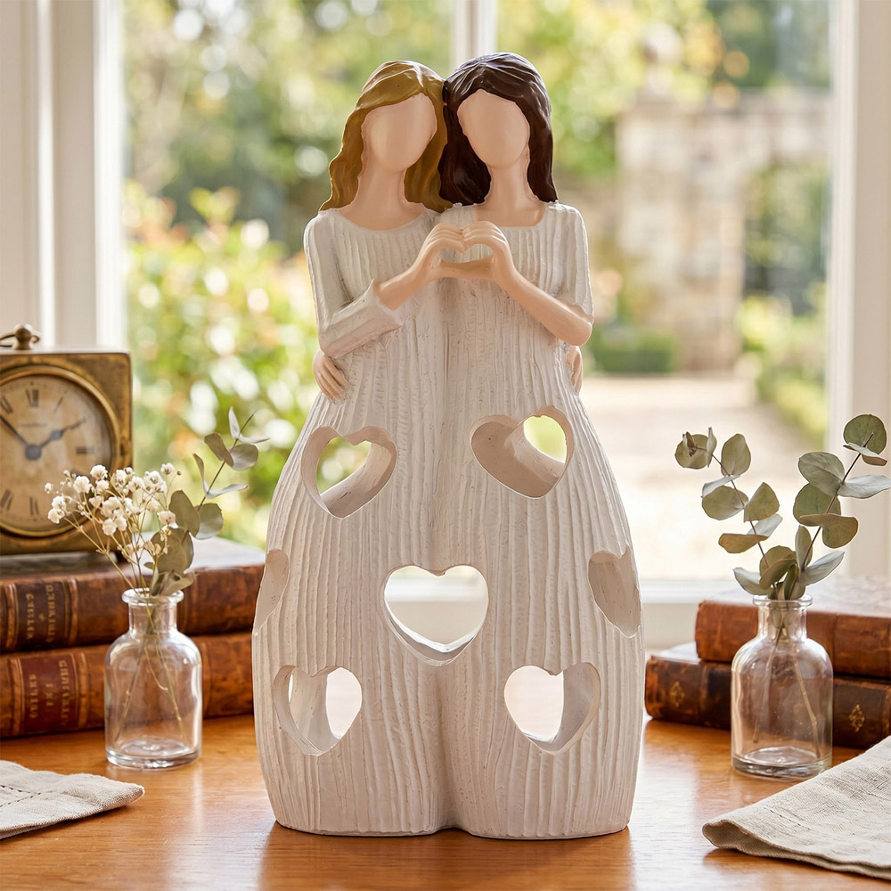 Living and Home White Resin Duo Tealight Holder Image 2