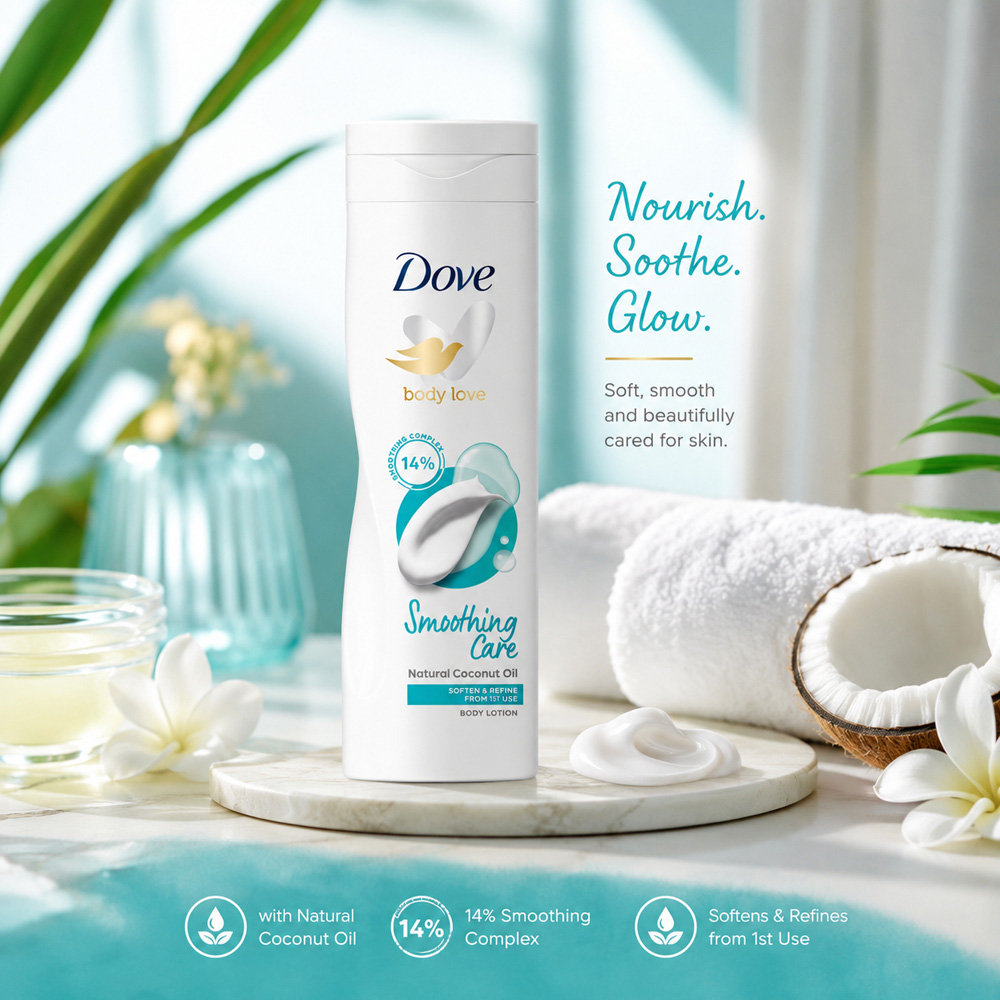 Dove Smoothing Care Natural Coconut Oil Soften and Refine Body Lotion 250ml 6 Pack Image 4