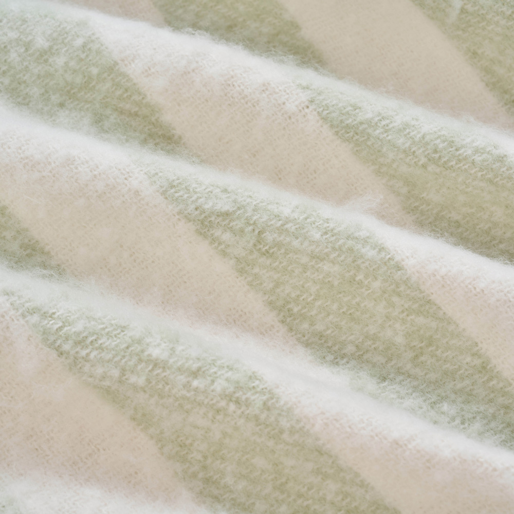 Allure Bath Fashions Green Faux Mohair Striped Herringbone Throw Blanket 130 x 170cm Image 5