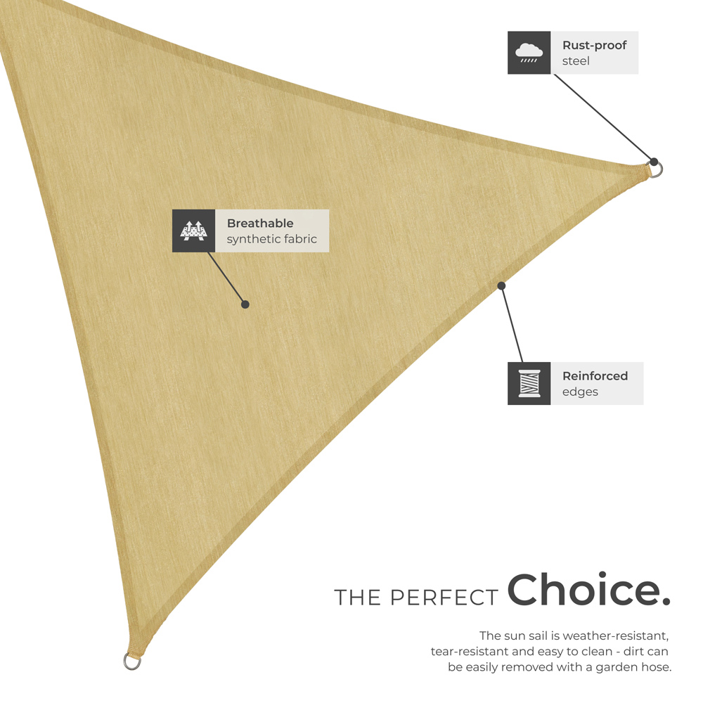 tectake Beige UV 50+ Triangular Shade Sail 400cm Image 5