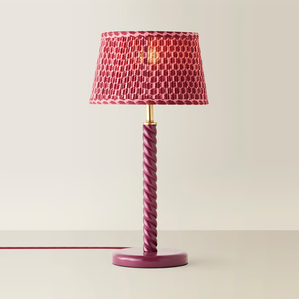 ValueLights Amara Pink Pleated Tapered Shade Pink Twist LED Table Lamp with Bulb Image 3