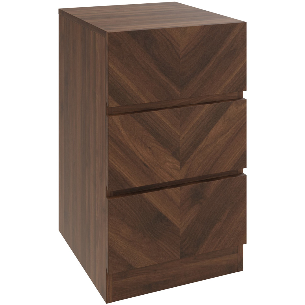 GFW Catania 3 Drawer Royal Walnut Wooden Bedside Table Image 3