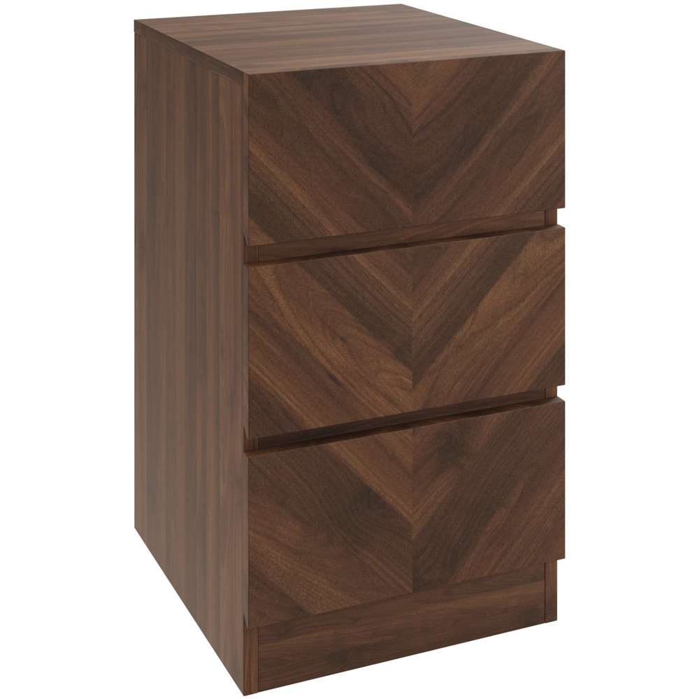 GFW Catania 3 Drawer Royal Walnut Bedside Table Set of 2 Image 5