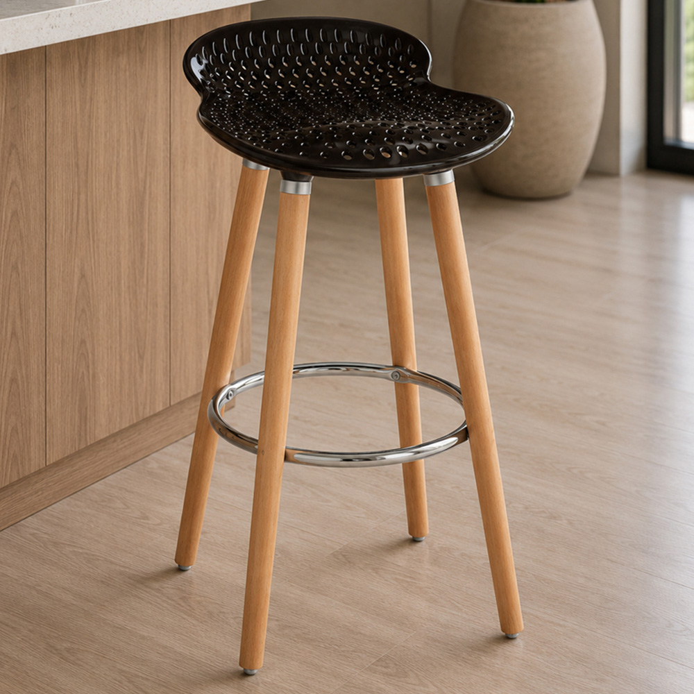Premier Housewares Stockholm Matte Black Bar Stool Image 1