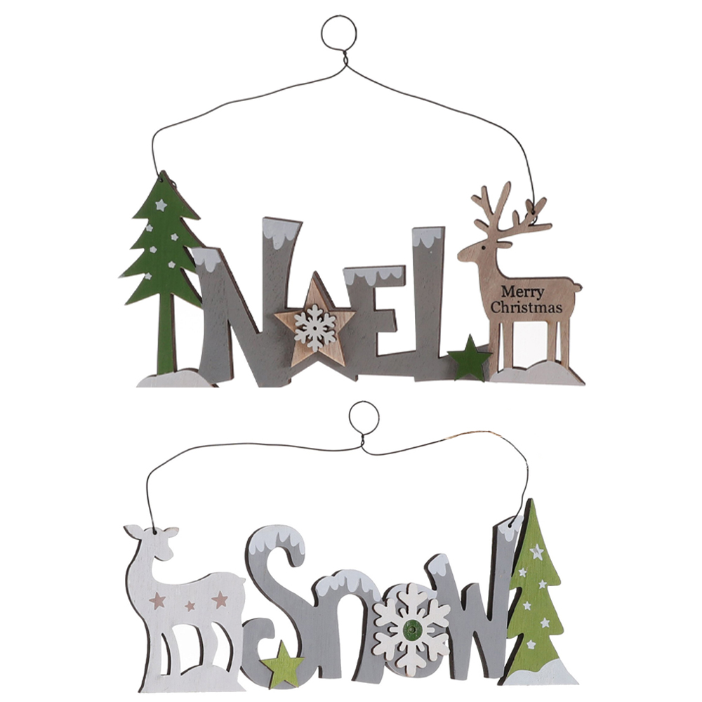 Single Alpine Lodge Snow or Noel Sign Ornament in Assorted styles Image 1