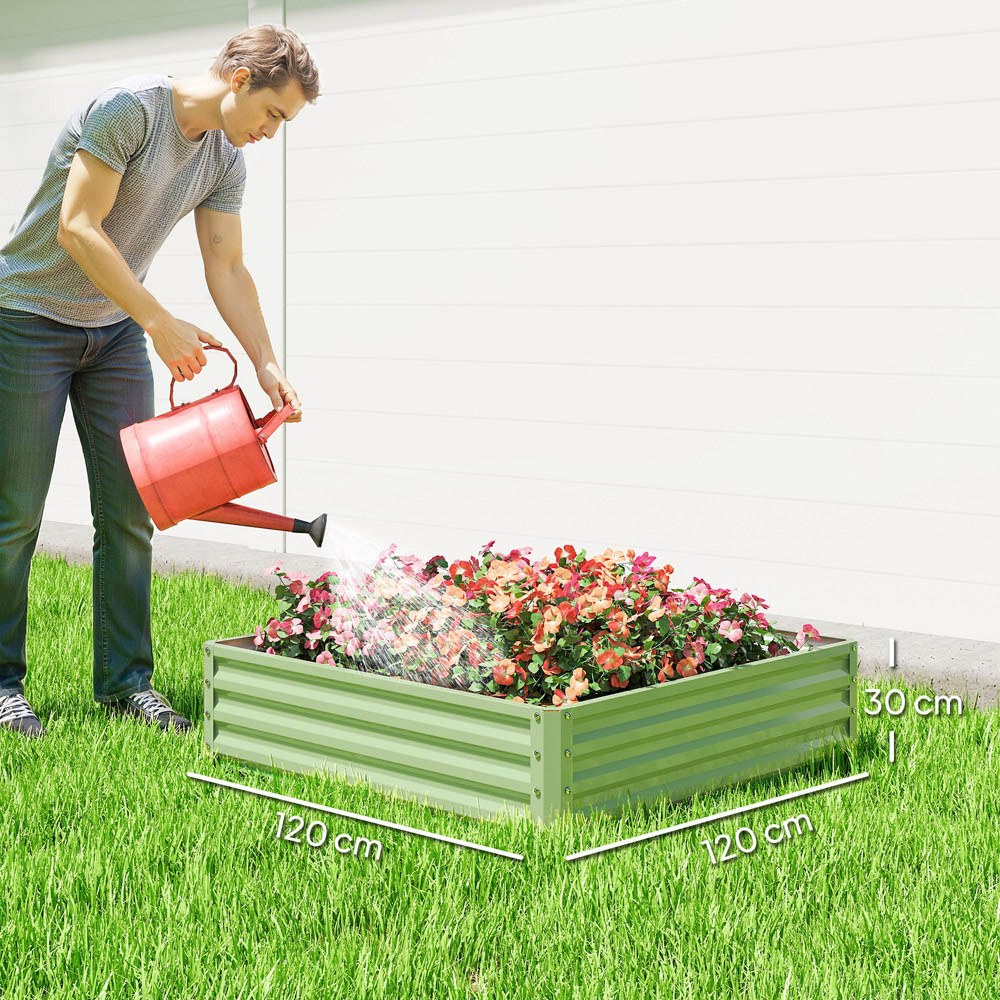 Outsunny Light Green Metal Raised Garden Bed 120 x 120cm Image 9