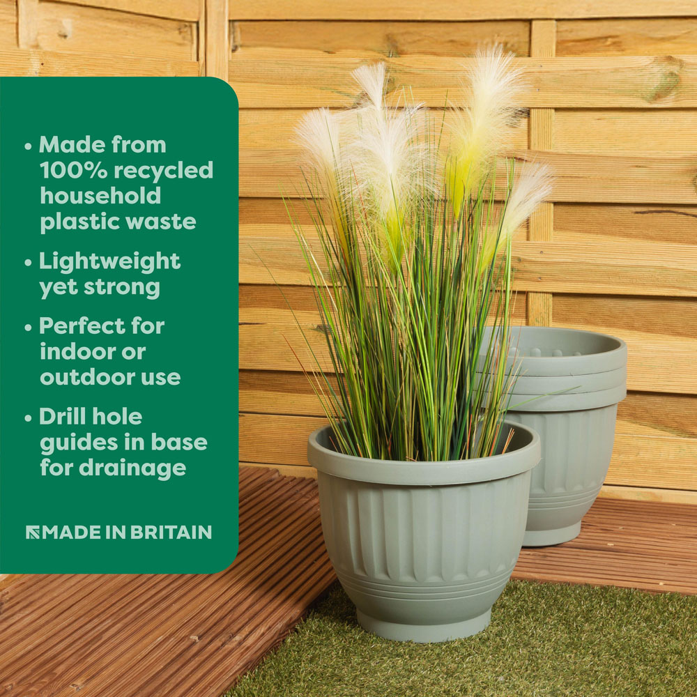 Wham Etruscan Milieu Green Round Planter H180 30.5cm 4 Pack Image 4