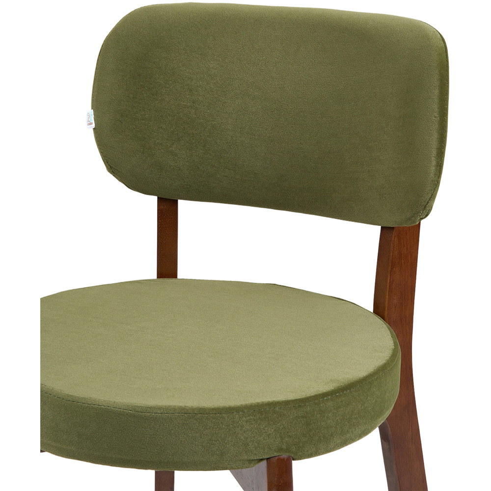 Living and Home Set of 2 Green Linen-Effect Fabric Upholstered Rubberwood Dining Chairs Image 4