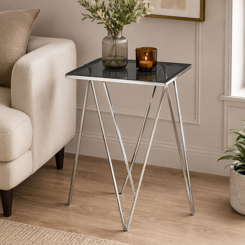Premier Housewares Shalimar Square Top and Triangular Base Side Table Image 4