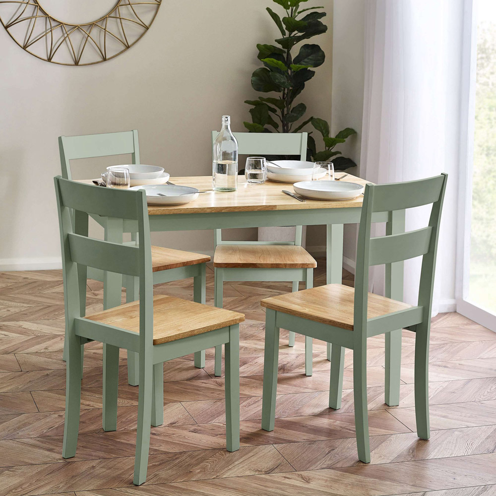 Julian Bowen Linwood 4 Seater Sage Green and Natural Dining Table Image 7