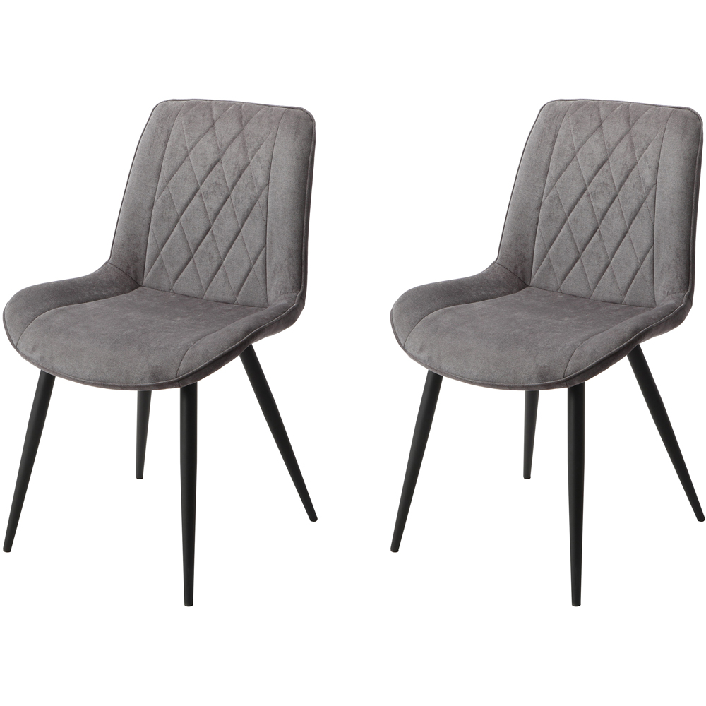 Core Products Aspen Set of 2 Grey and Black Diamond Stitch Dining Chair Image 4