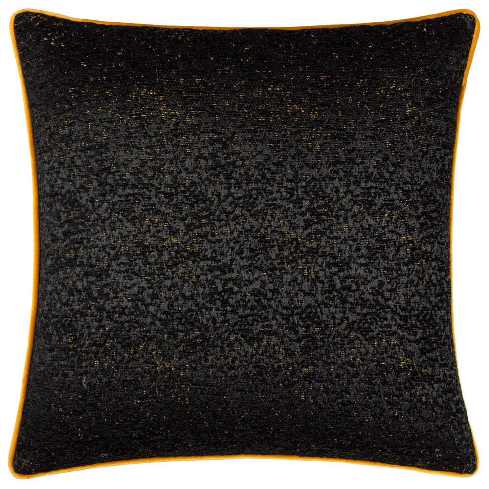 Paoletti Galaxy Black Chenille Piped Cushion Image 1