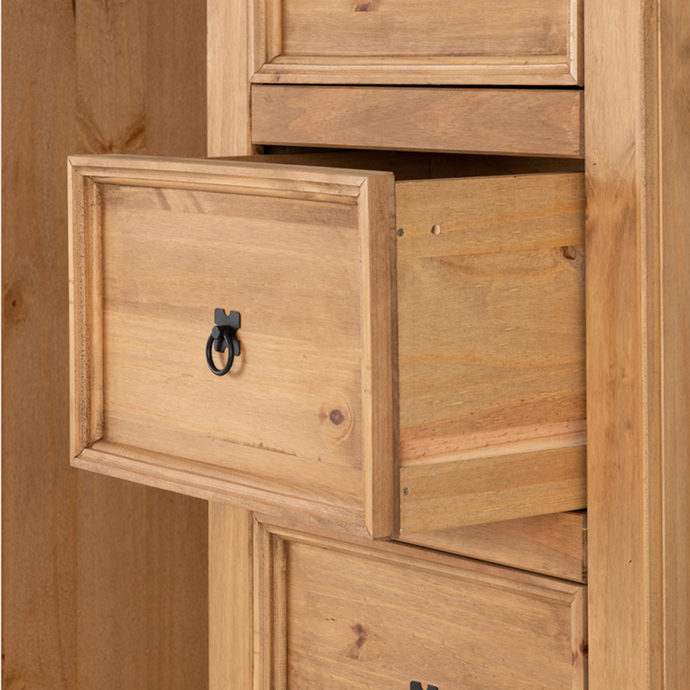 Seconique Corona Single Door 4 Drawer Distressed Waxed Pine Low Wardrobe Image 5
