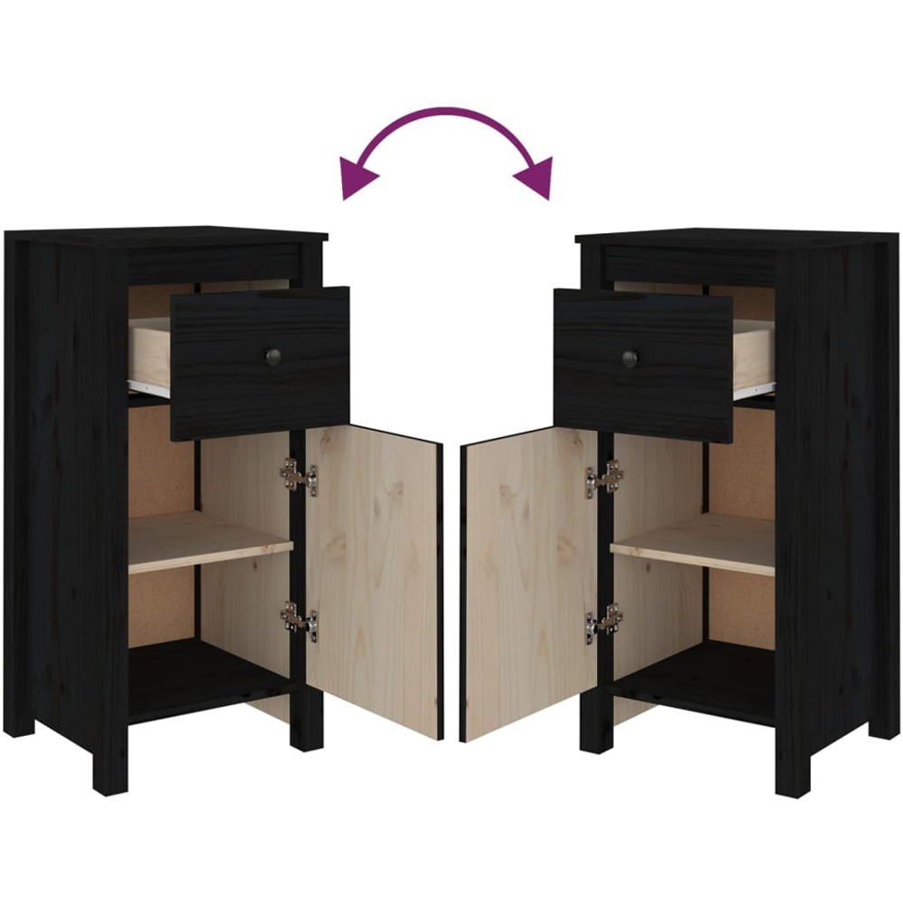 vidaXL Single Door Single Drawer Wooden Sideboard Set of 2 Image 8