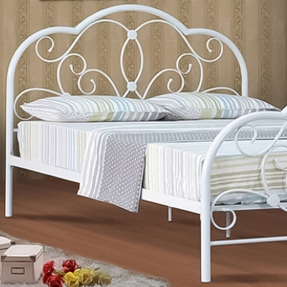 Brooklyn Small Double French White Metal Bed Frame Image 2