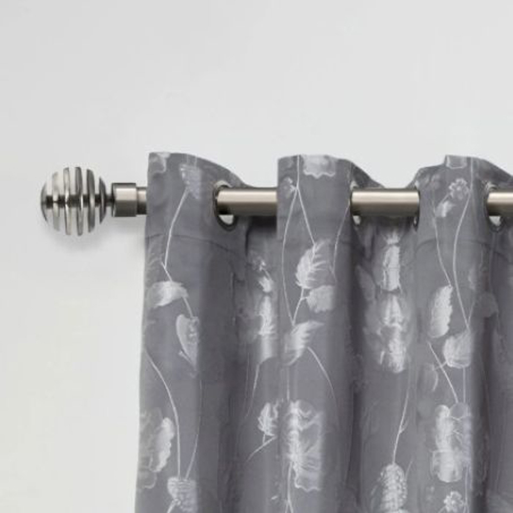 New Edge Blinds Geneva 160-300cm Extendable Black Silk Eyelet Metal Curtain Pole Set Image 2