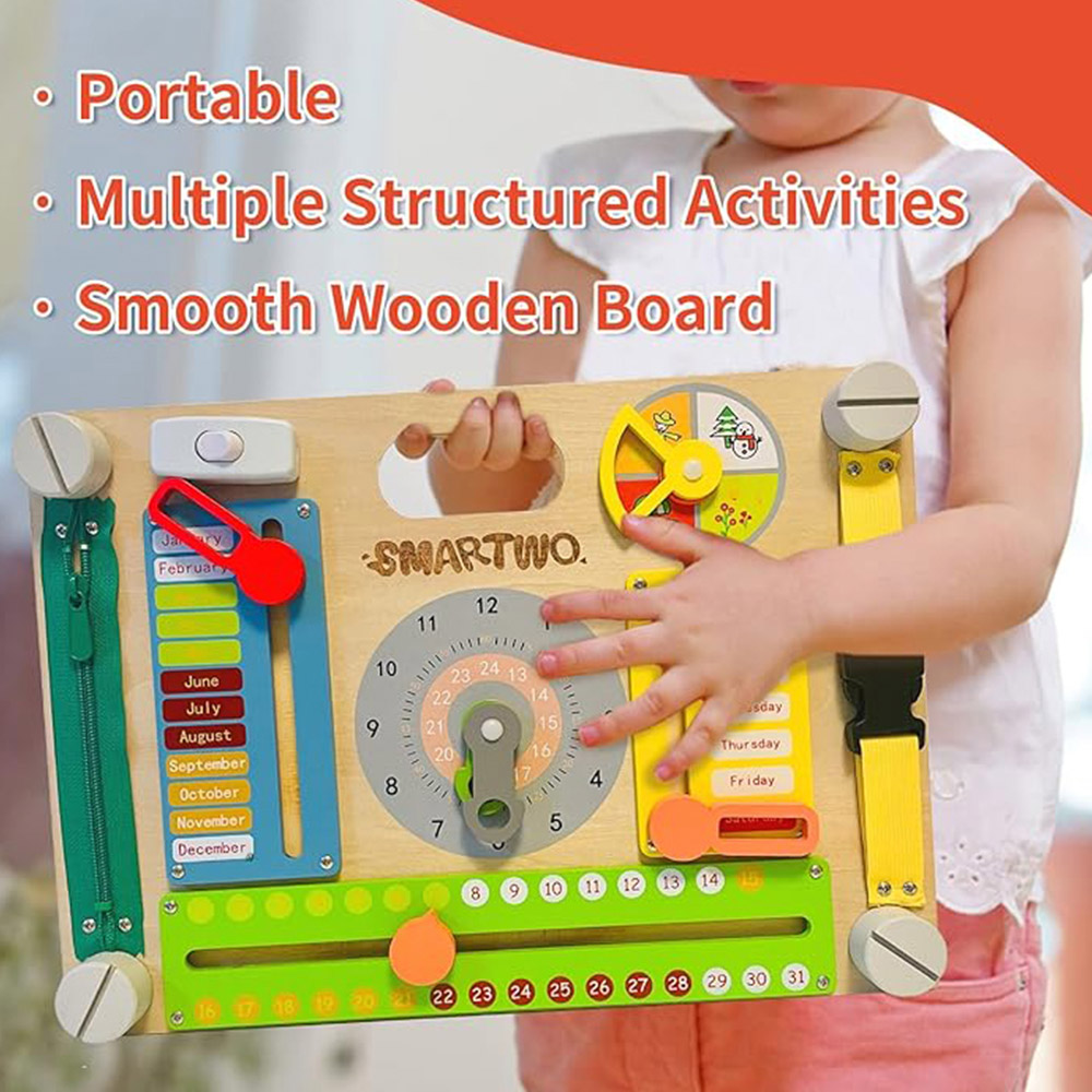 Dyzi Montessori Double Sided Busy Board Toy Image 3